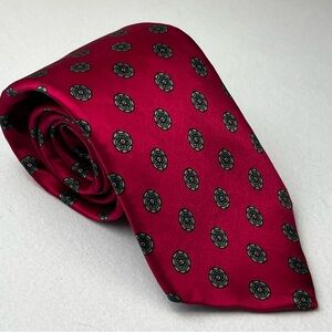 Guy Laroche Silk Medalion Tie Vintage Red